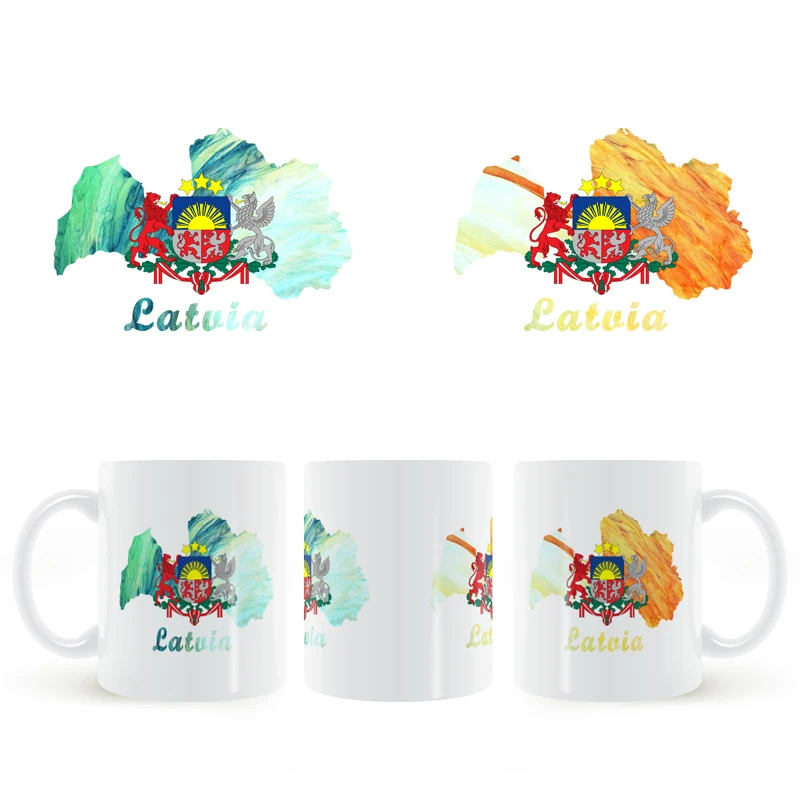 Лев Гриффин герб Латвийская карта Кружка Кофе Молоко керамическая креативная DIY