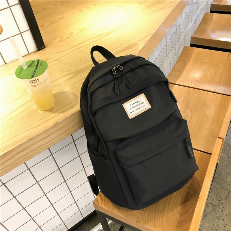2019 Нейлоновые женские школьные рюкзаки однотонные ранцы для девочек-подростков