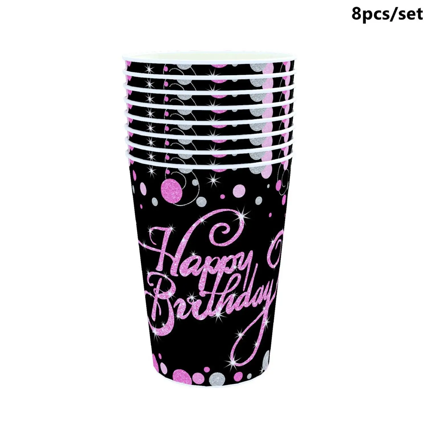 Pink Cups Taoup черная Золотая 21-я одноразовая посуда, тарелки для полотенец, чашки для стола, одноразовая посуда для вечеринок 21, принадлежности для дня рождения - Цвет: Pink Cups