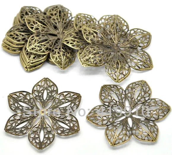 30 шт с бронзовой филигранью под старину Цветочные Обертывания Разъемы