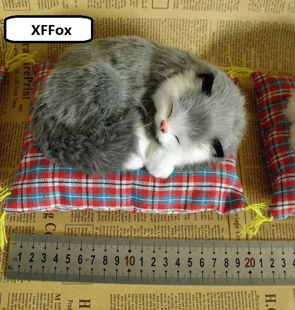 

new sleeping real life cat model plastic&furs new simulation gray cat doll gift about 20x15cm xf1253