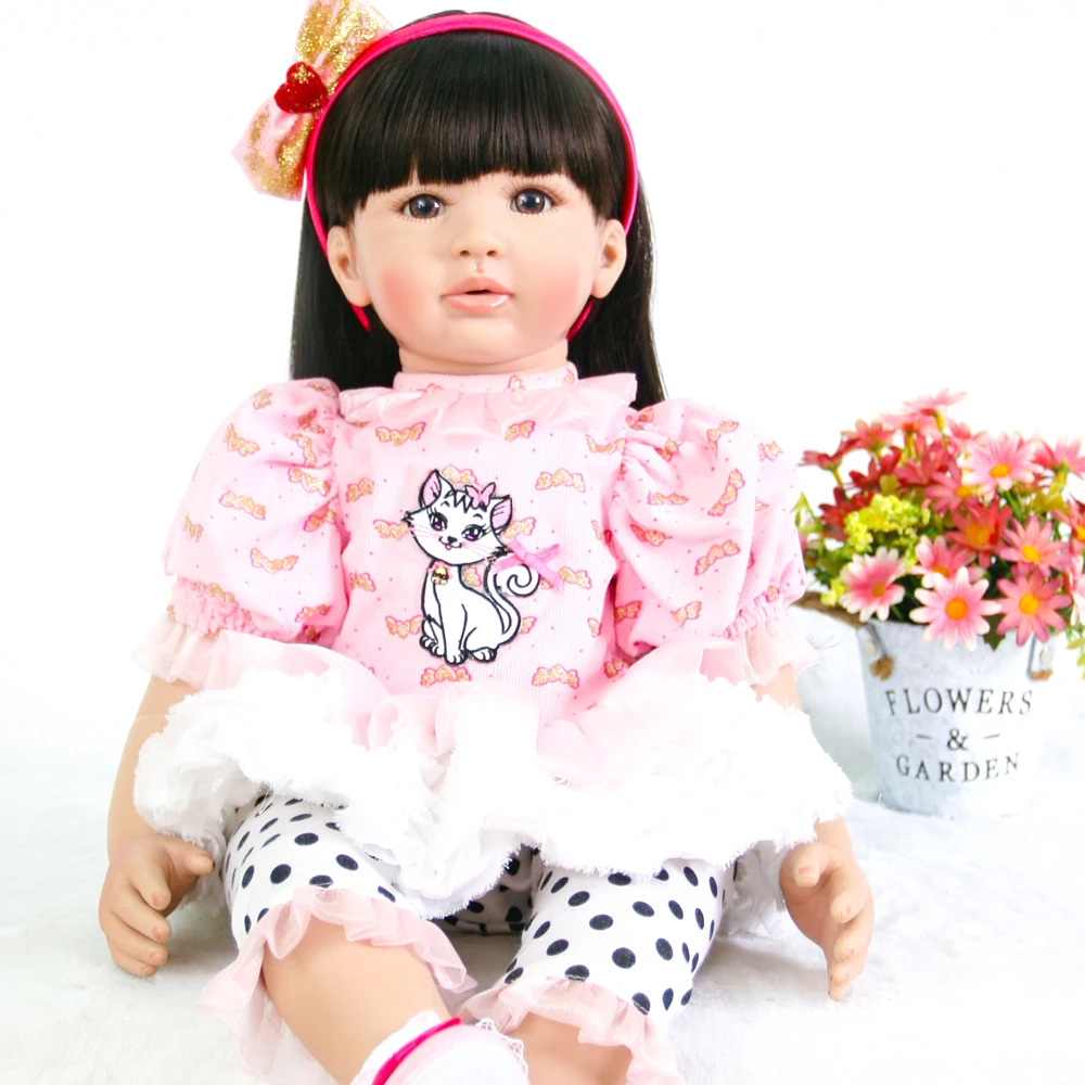 

60cm High-end vinyl silicone reborn baby doll toy toddler girl princess doll birthday holiday gift bebe real reborn menina bone