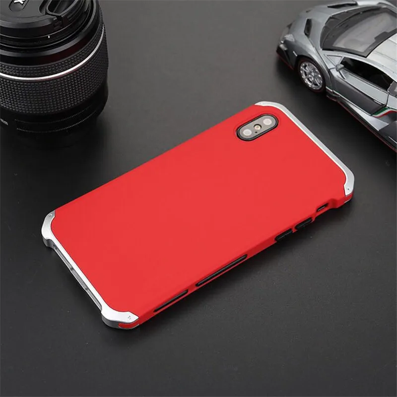 Red Silver R-JUST роскошный бронированный металлический алюминиевый+ PC сверхмощный защитный чехол для телефона для iPhone 11 Pro Xs 8 6S 7 Plus 5S чехлы - Цвет: Red Silver