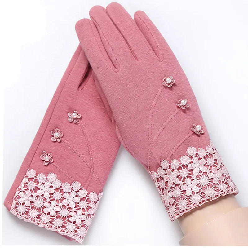 

Fashion Women's Winter Gloves Cute Bow Full Finger Warm Mittens Female Girl Cotton Cashmere Touch Screen Driver's Gloves Mittens