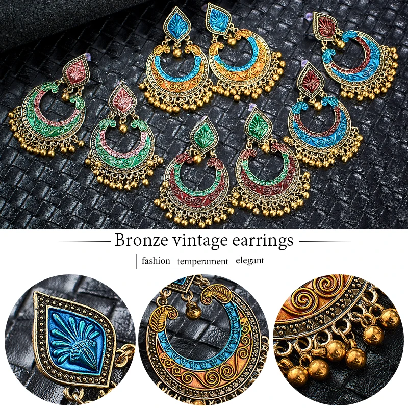 Женские винтажные серьги 2019 этнический полый цветок Цыганский колокольчик