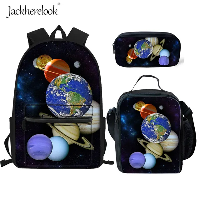 Новая холщовая школьная сумка Galaxy Space Planets школьные рюкзаки с принтом для девочек-подростков милые книжные сумки для детей Mochila 3 комплекта - Цвет: CC3194Z58-G-K