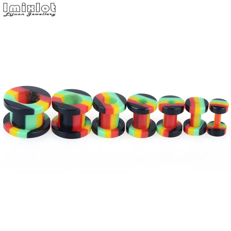 Красочные акриловые туннели для ушей с заглушками 7 шт./компл. 2-10 мм плотные