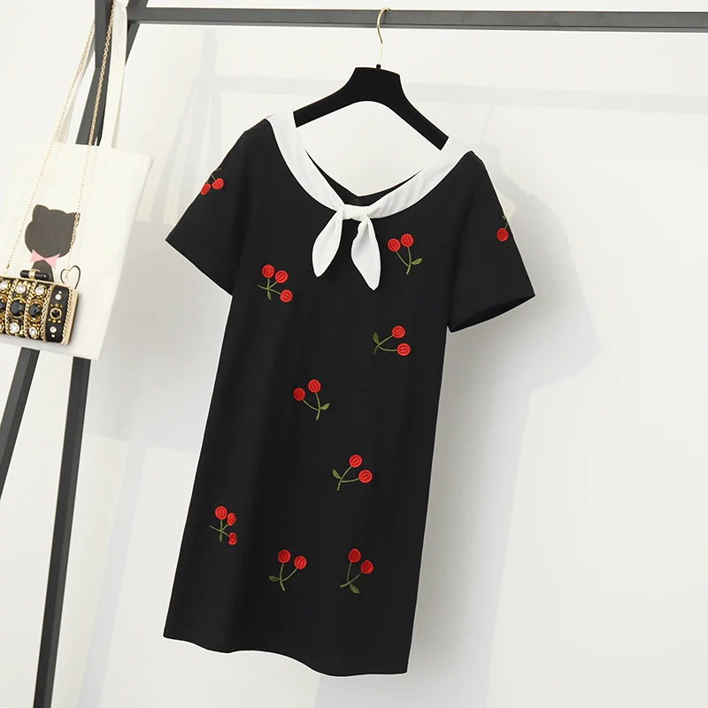 

Big Size Women's Dress New Style Two-wear Embroidered Dresses Fat Mm Loose Slim Age-losing Skirt