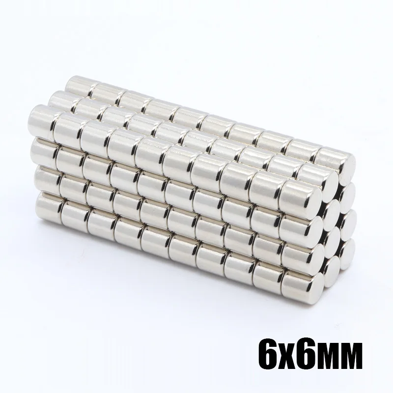 100 шт. 6*6 мм супер сильные мощные 6x6 Круглый Магнит Редкоземельные Постоянные