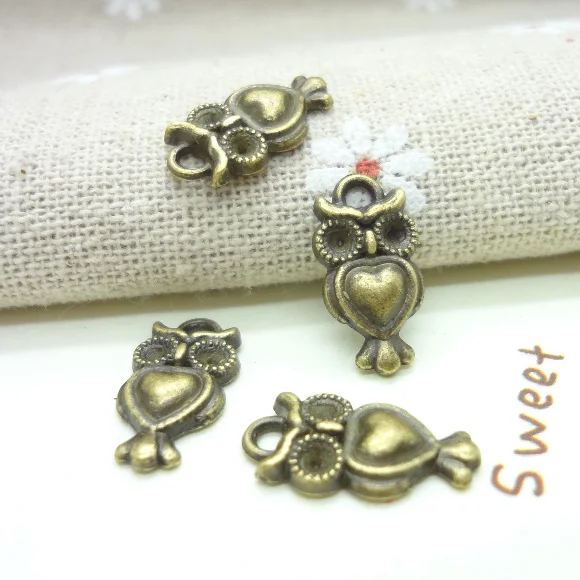 Оптовая продажа 100 шт винтажные Подвески Сова Кулон Античная бронза подходят