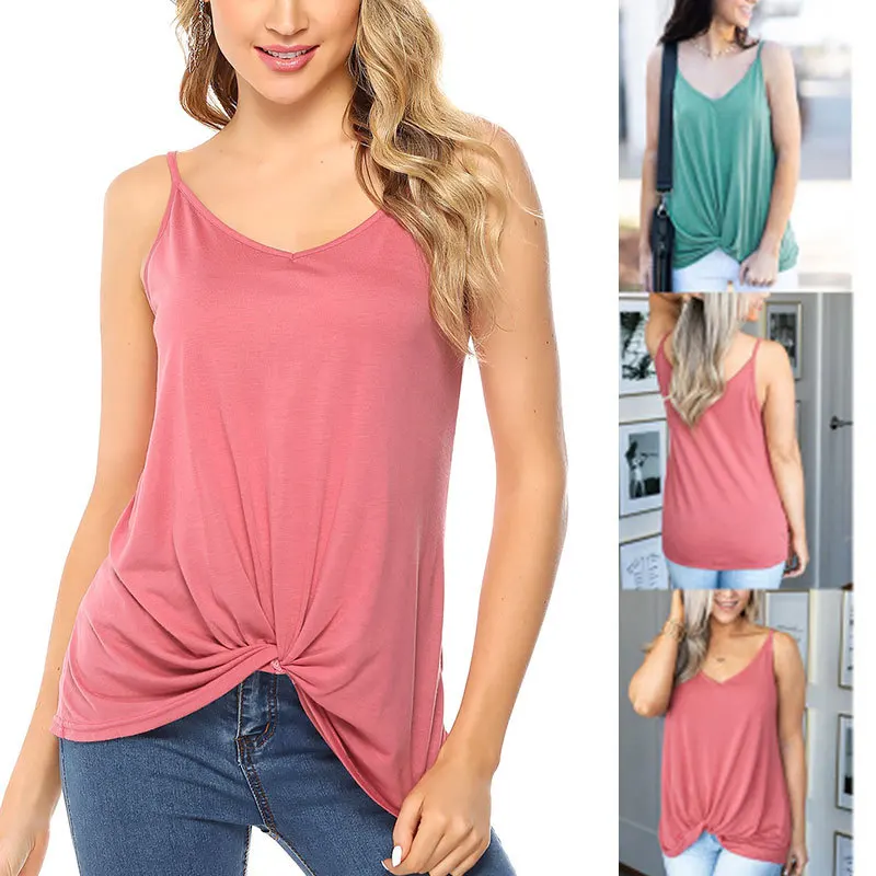 Новинка лета 2019 женская рубашка на подтяжках хит продаж простая Однотонная с