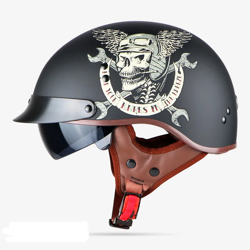 Model 4 TORC T55 винтажный полушлем летний мото rcycle шлем Ретро скутер шлем Lucky 13 Cool Skull moto casco DOT утвержден capacete - Цвет: Model 4