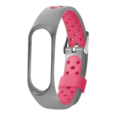 Gray pink Силиконовый ремешок двойной цветной ремешок для спортивных часов для xiaomi mi band 3 ремешок для браслета аксессуары сменный ремешок для mi Band 3 - Цвет ремешка: Gray pink