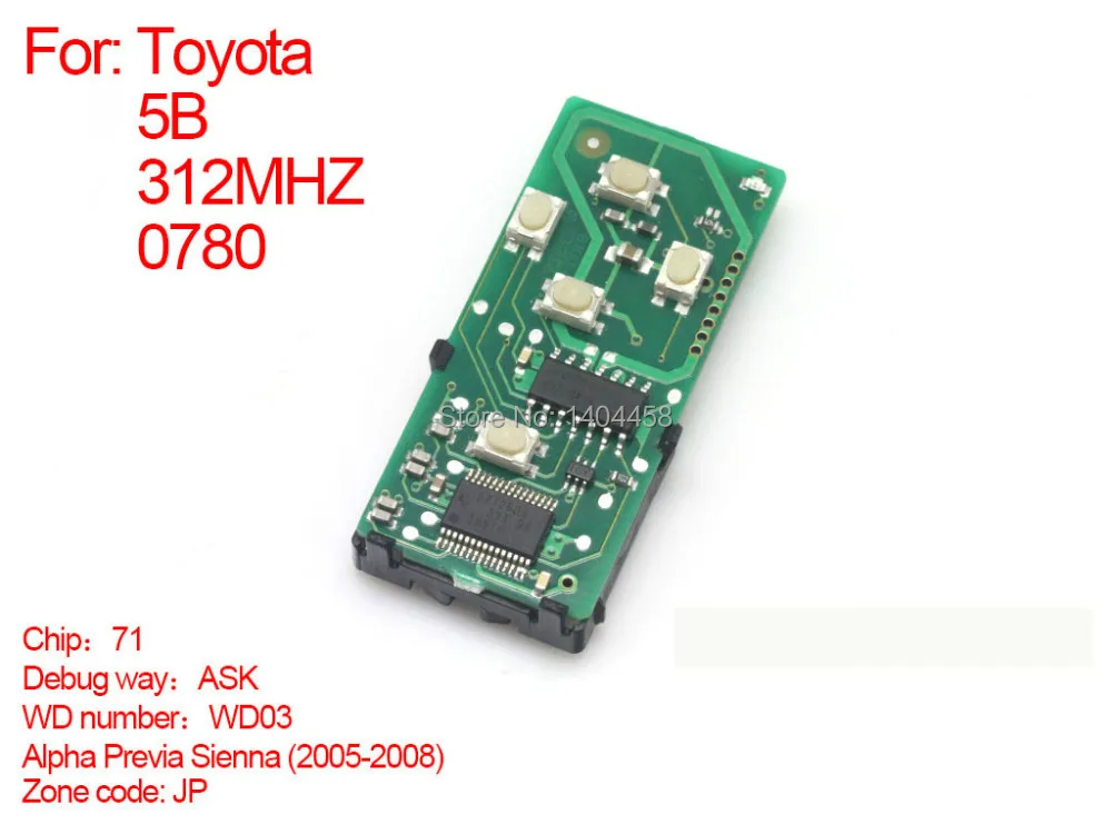 

Auto Smart card board 5 buttons 312MHZ number 271451-0780-JP For Toyota