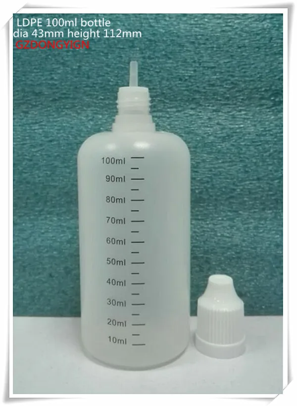 LDPE100ML выдавливаемая бутылка с градацией для эфирного масла длинный тонкий наконечник 10 шт./лот