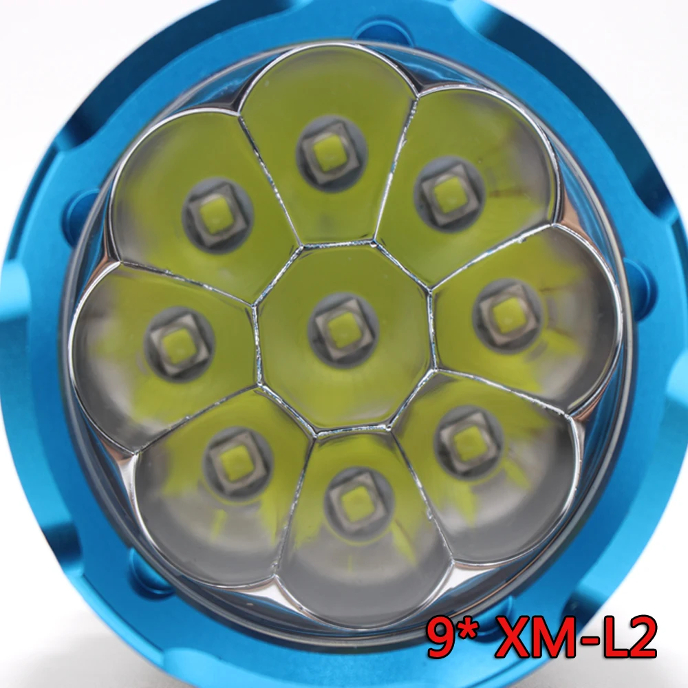 저렴한 8000 루멘 XML 9x L2 LED 수중 3 모드 방수 LED 다이빙 손전등 플래시 라이트 램프 랜턴 3*18650 배터리/충전기, 조명, 밝은, 워터푸르프, 대용량, 물에서 쓸 수 있는