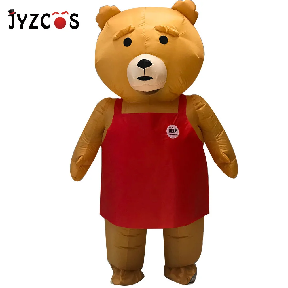 JYZCOS Новый Взрослый плюшевый мишка надувной костюм животное косплей талисман
