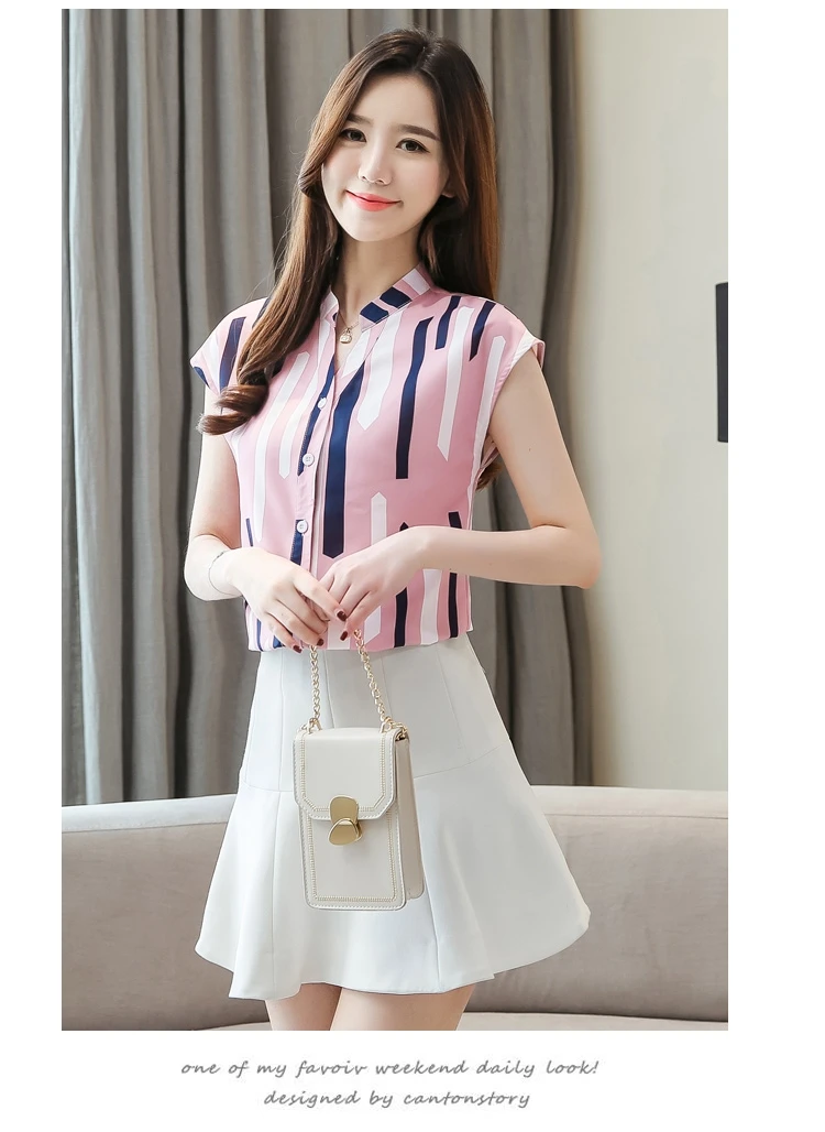 Блузки Женские больших размеров, топы с коротким рукавом, v-образный вырез, Офисная полосатая шифоновая блузка, рубашки женские, Женские топы и блузки 4325 50
