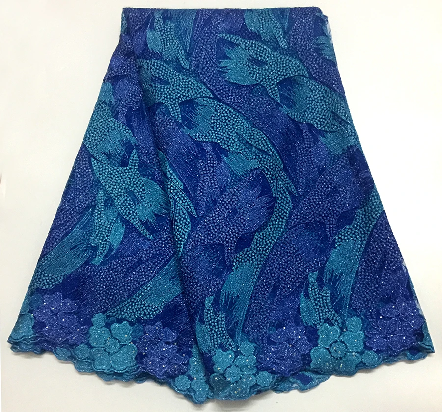 Wholesale Blue Yellow African Lace Fabric For Party Dress 5Yard/lot Embroidered French Tulle | Дом и сад