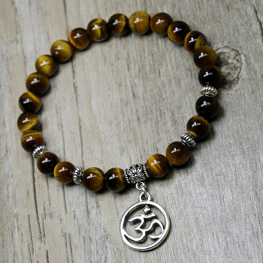 Браслет с натуральными бусинами 8 мм для мужчин и женщин эластичный браслет из