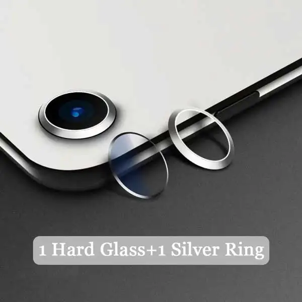 Glass andSilver Ring Для iPhone 7 стекло на для iPhone 8 Plus 6s 6 9H твердость камеры защитное закаленное стекло+ металлический задний объектив Камера Протектор Кольцо - Цвет: Glass andSilver Ring