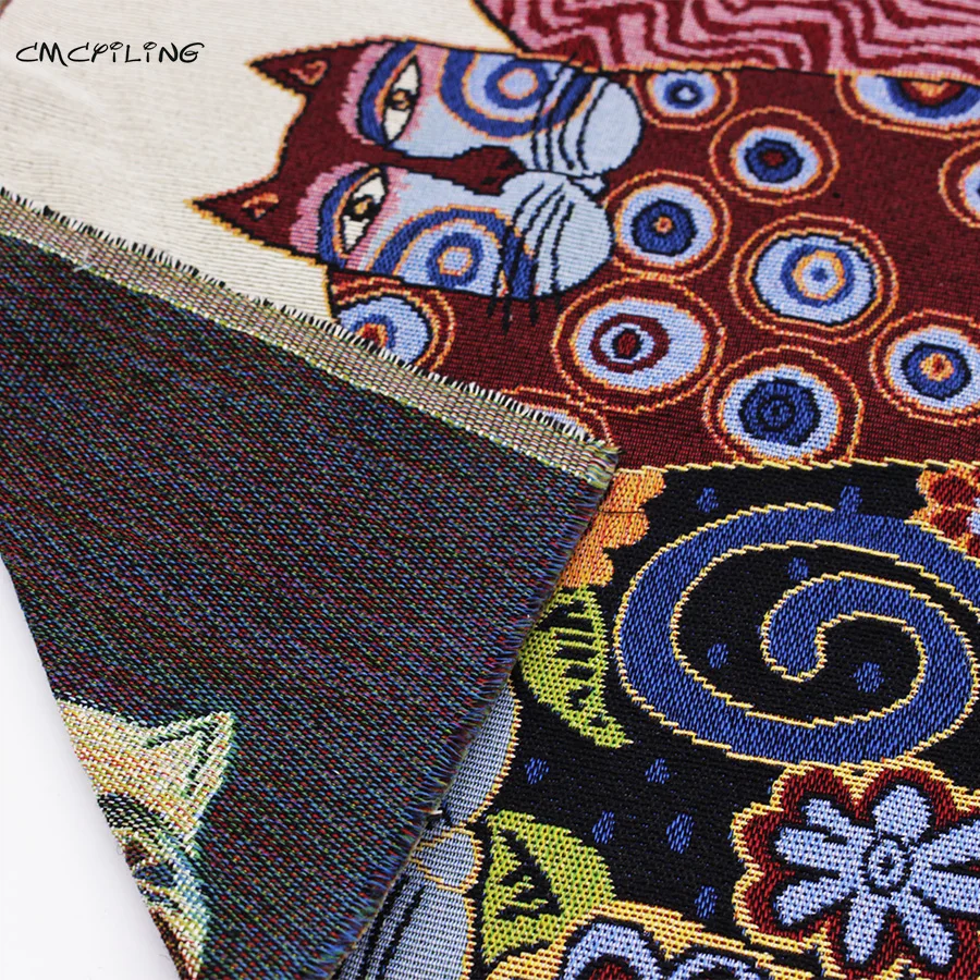 2 шт./лот ткань из полиэстера и хлопка с рисунком милого счастливого кота Ткань