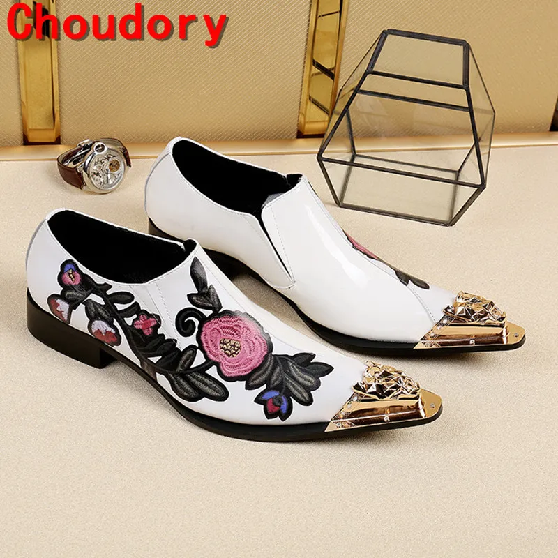 Choudory sapato social/модельные туфли с золотым носком мужские элегантные цветочным