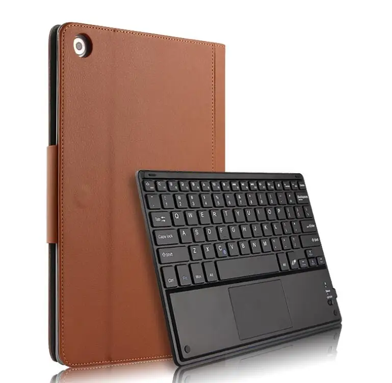 Коричневый Чехол для huawei MediaPad M5 Lite 10 BAH2-W09/L09/W19 10," чехол Bluetooth клавиатура протектор из искусственной кожи планшет защитный+ ручка - Цвет: Коричневый