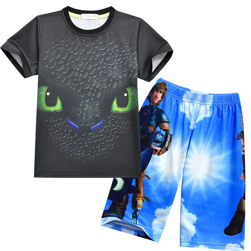 Kids Boys Clothes 2019 Animal Print Summer Cute Children's Sets How To Train Your Dragon Cartoon Casual Toddler Boy |