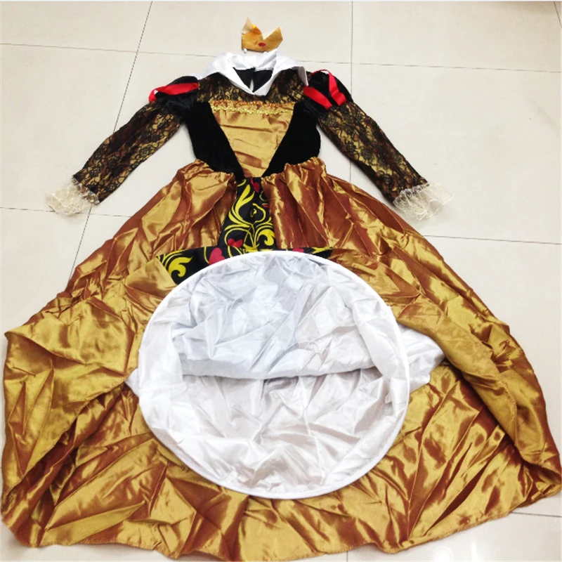 2018 new quality Long sleeve queen of hearts cosplay dress adult Alice In Wonderland costume halloween costumes | Тематическая