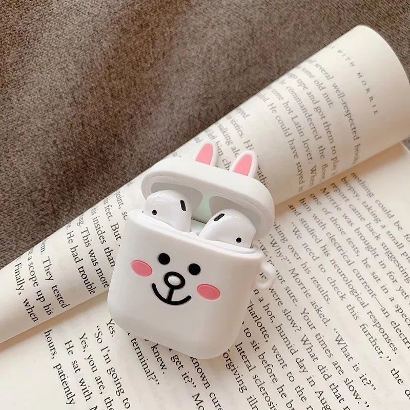Мультяшный беспроводной bluetooth чехол для наушников Apple AirPods силиконовые чехлы