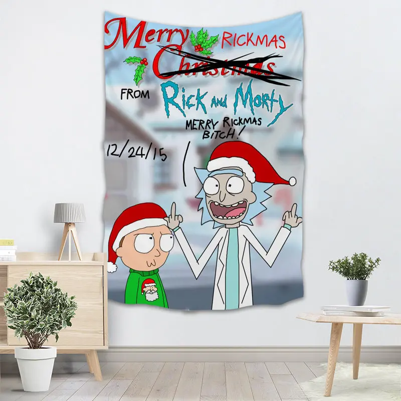 130x150CM,140X250CM Rick And Morty Tapestry Wall Hanging Tapestries Forest Tapestry Bedspread Yoga Mat Blanket Bed Table Cloth - Цвет: 20