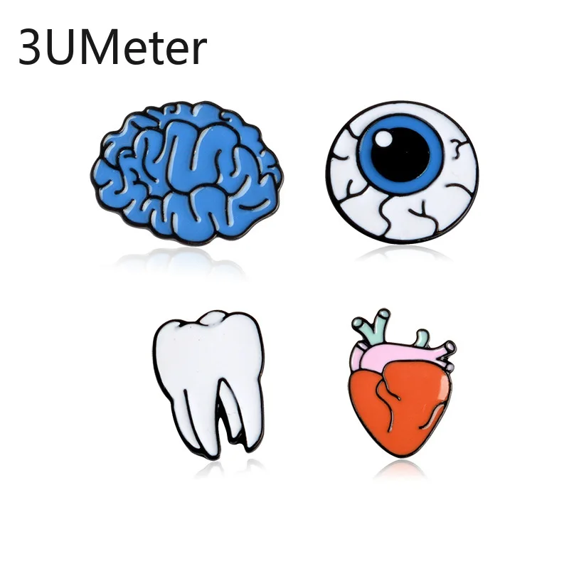 3UM модные креативные мозг/Сердце/глазного яблока/зубной эмали брошь с джинсовым