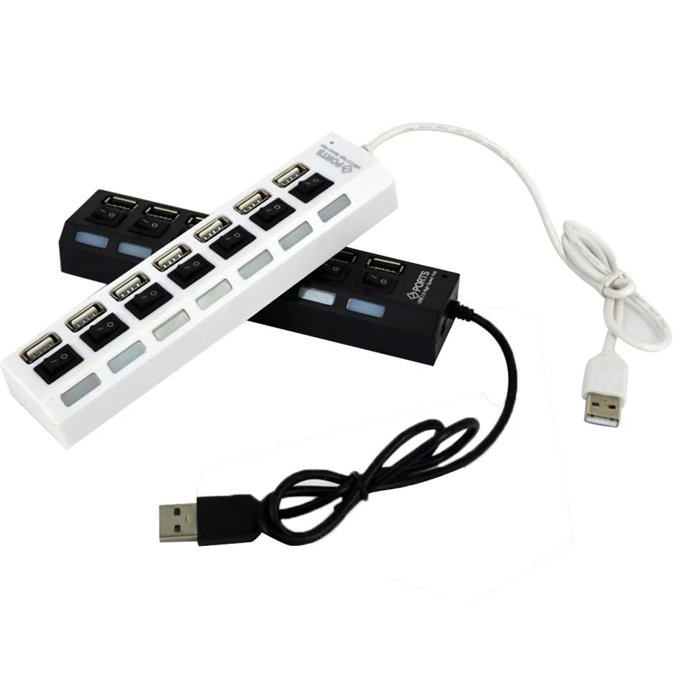 Новый 7 портовый Переключатель ВКЛ/ВЫКЛ USB 2 0 концентратор высокая скорость для ПК