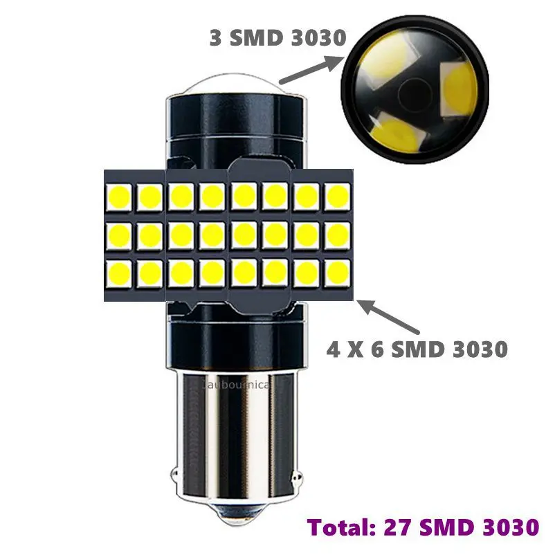 1 шт. 1156 BA15S P21W 7506 R5W 1500LM 27 SMD 3030 светодиодный фонарь заднего хода стоп сигнал парковочная лампа автомобильный