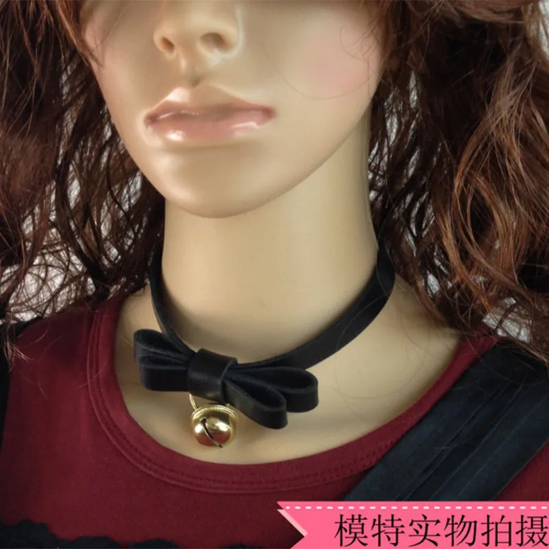 Панк кожаный бант колокольчик Подвеска колье для женщин Funky Chockers воротник collares колье ras du cou CR104
