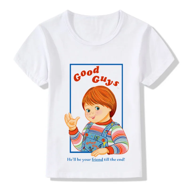 Детская модная забавная футболка с надписью Good Guys Chucky повседневная одежда летние