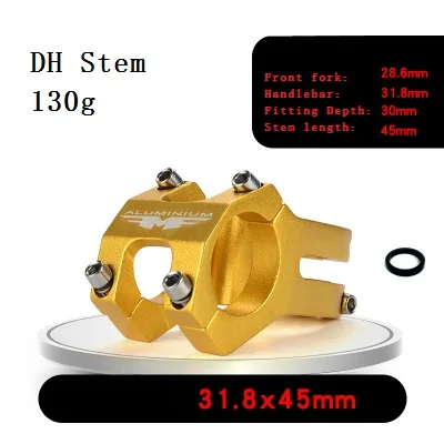 Gold 31.8-45mm MTB DH, горный велосипед, дорожный велосипед, складной велосипедный стержень, 25,4 мм, 31,8 мм, руль, передняя вилка, 28,6 мм, регулируемый стержень, черный, красный, синий - Цвет: Gold 31.8-45mm