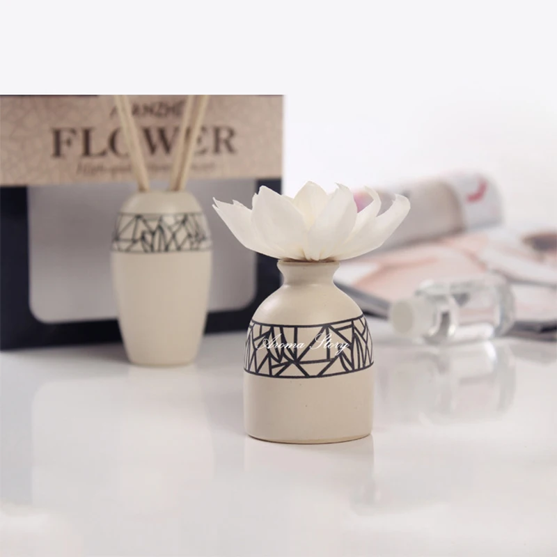 Ароматерапевтический диффузор без огня с 3 сушеными цветами 2 керамических