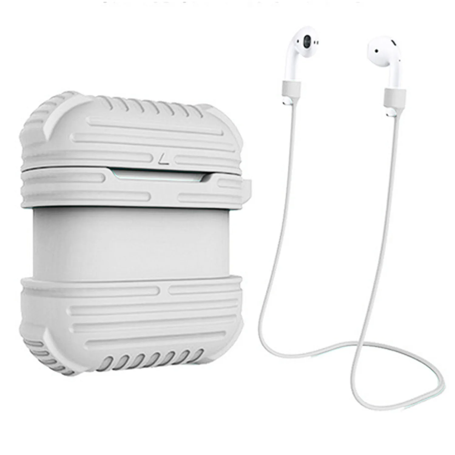 Силиконовый чехол для Airpods 1 2 мягкий с защитой от потери шнура держатель Apple Air Pods