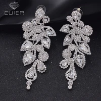 cuier rhinestones drop earring for bridal clear crystal strass leaves wedding women party decorations aaa stone er 34