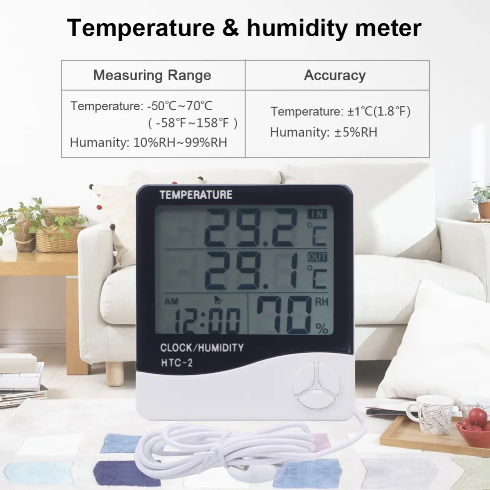 Беспроводная метеостанция с термометром и гигрометром|htc-2 thermometer hygrometer|htc-2