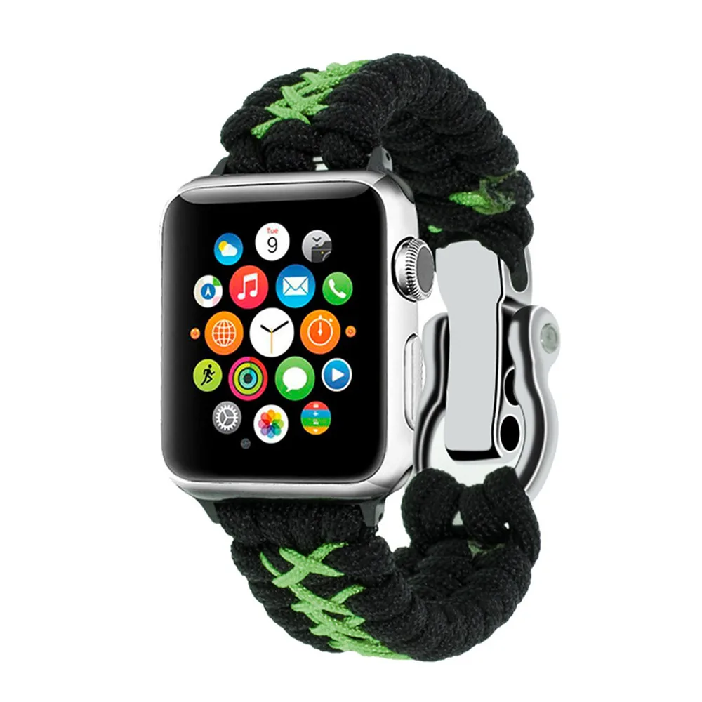 Ремешок нейлоновый Плетеный для Apple Watch SE модный браслет наручных часов серии 6 5 4 3