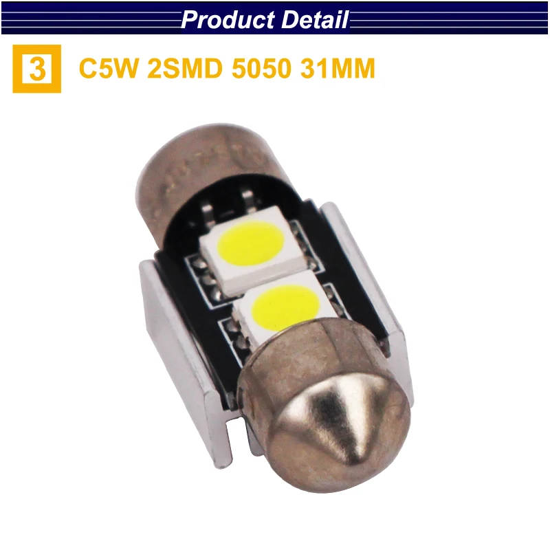 Eseastar 2 шт. C5W 31/36/39/42 мм 3SMD 5050 Светодиодные белые автомобильные canbus светодиодные