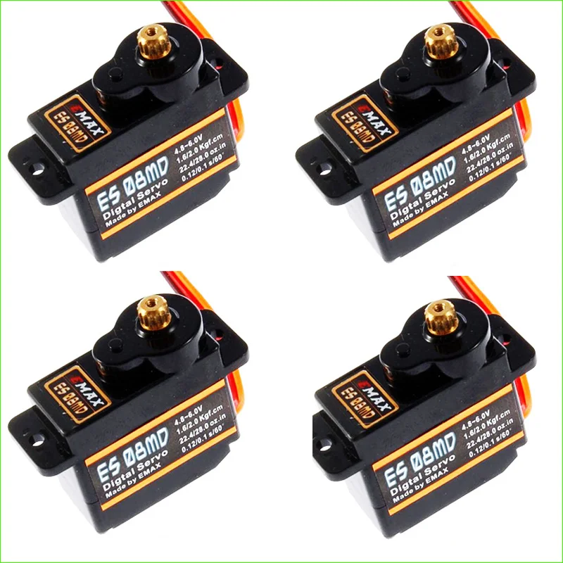 4x EMAX ES08MD металлическая передача цифровая сервопривод вверх sg90 ES08A ES08MA MG90S TREX 450|trex