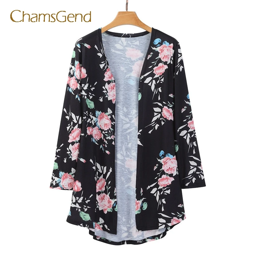 Chamsgend Women Casual Flower Print Sweater Coat Autumn Cardigan Outfit Drop Shipping 7915 |