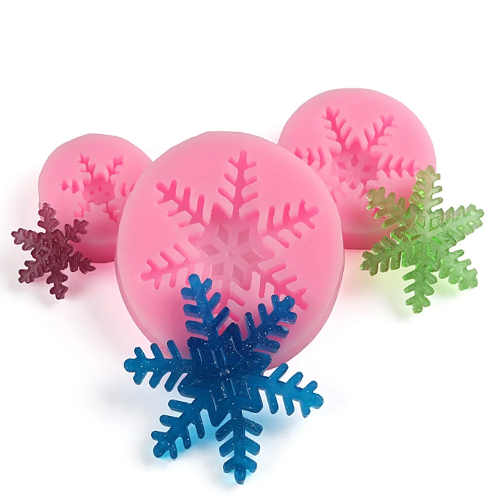 1/3PCS New Kitchen Xmas Snowflake Silicone Mold Fondant Cake Baking Candy Clay Chocolate Mould Cake Decorating Tools