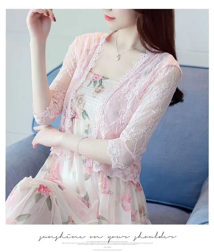Carol Diaries 2019 Women Basic Coat Embroidery Half Sleeve Cardigan See-Through Sheer Lace Mesh Bolero Top Jacket 5 Colors |