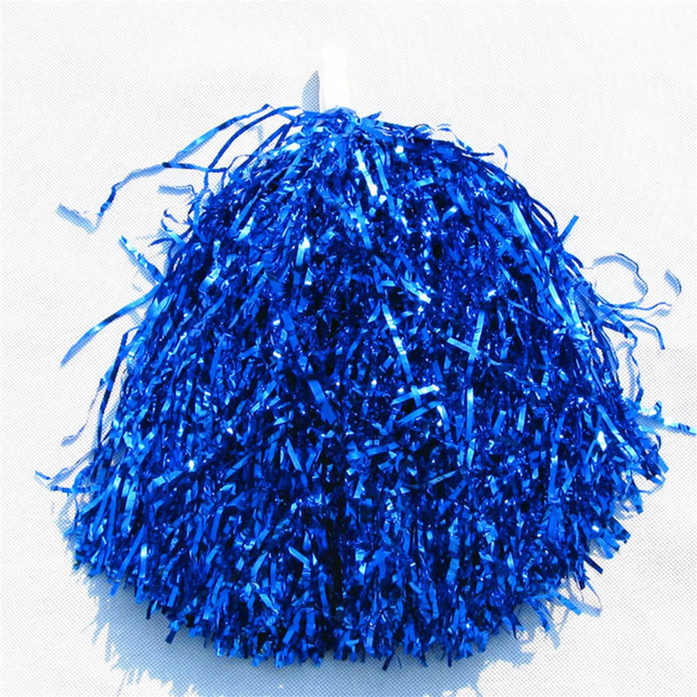 

1pc Metallic Streamer Pompons Cheerleader Pom Pom Handle Pompoms Ball Cheering Dance Party Sports Match Accessories