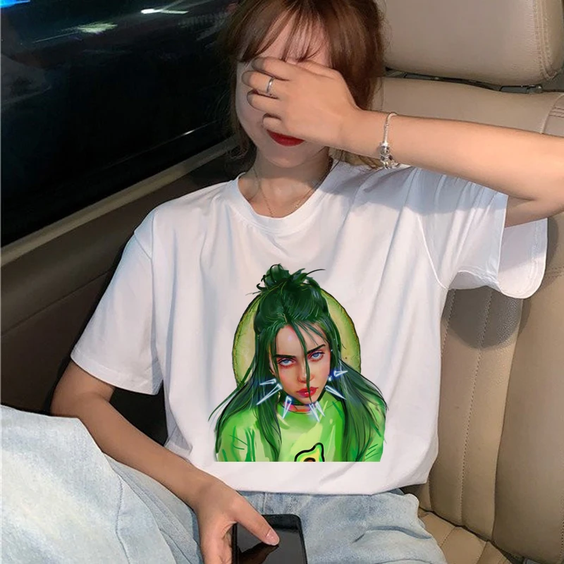 Футболка для женщин Billie Eilish забавная футболка с рисунком 90s|Футболки| |